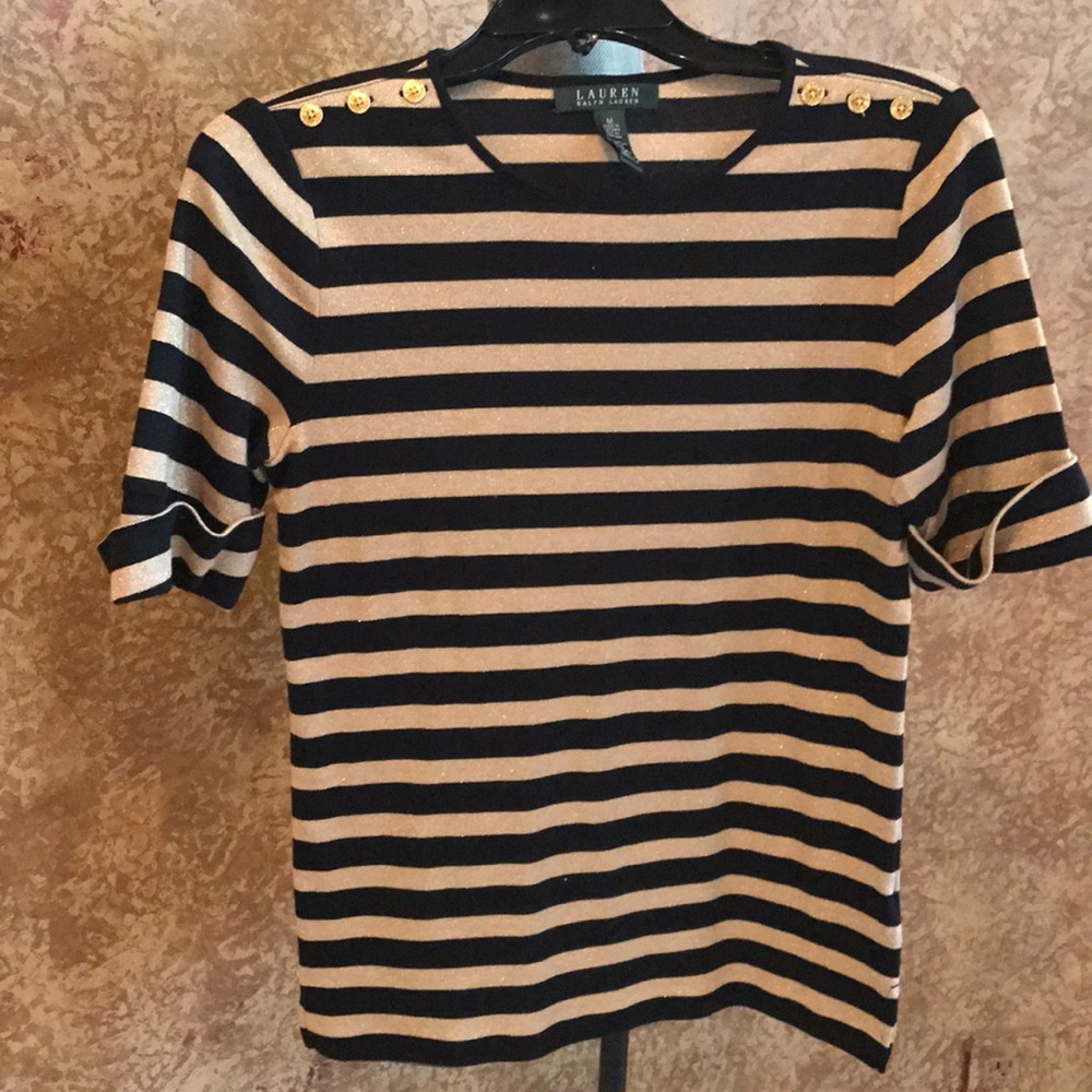 Lauren Gold & Black Short Sleeve Cuffed Shirt!