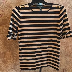 Lauren Gold & Black Short Sleeve Cuffed Shirt!