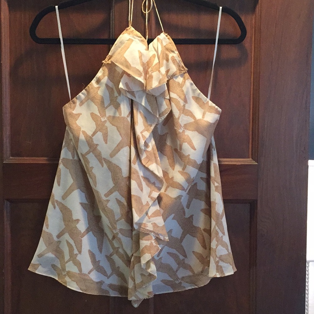 Tibi Bird Print Halter Top