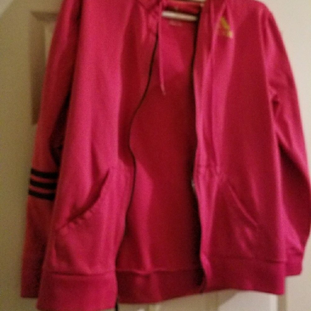 Very cute pink Adidas zip up hoodie size Large