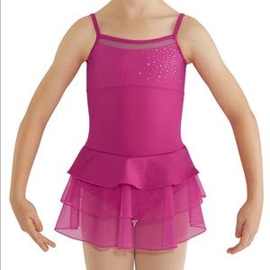 NWT Bloch Hot Pink Dance 3 Tier Skirted Leo