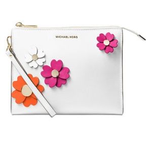 Michael Kors Flora Applique Travel Pouch Leather