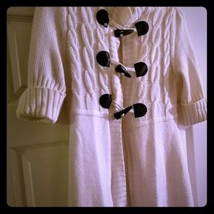 White / cream toggle button sweater by takeout L