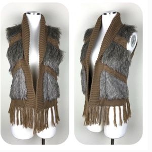 Anthropologie Willow & Clay Faux Fur Fringe Vest
