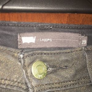 Metallic Levi jeggins. Metallic gold and black