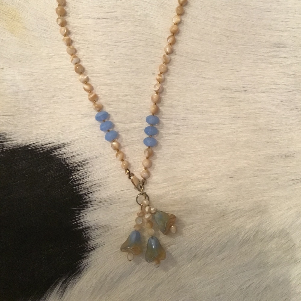 Beaded boho necklace 16” 1 3/4” Pendant