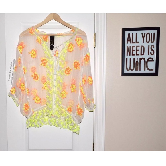 Free People Tops - FREE PEOPLE Woven Tunic Intricate Draped Pullover