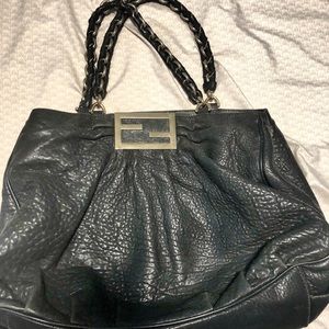 💯 % Auth. Fendi Borsa Leather Mia w/Silver chain