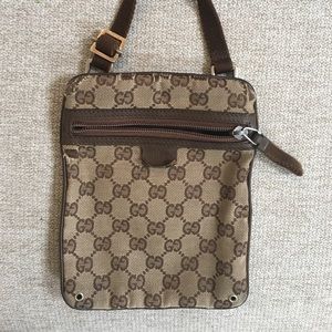 Small Gucci Monogram Crossbody Bag - Brown