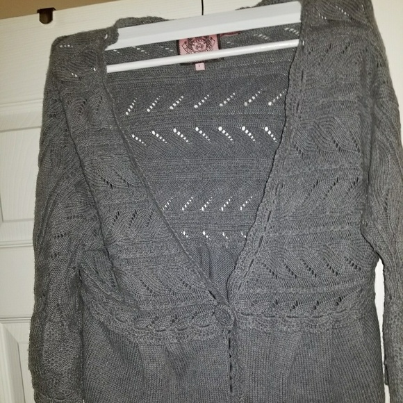 Juicy Couture size Large grey cardigan sweater - Picture 1 of 4