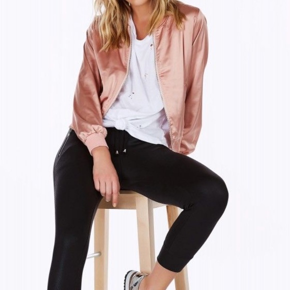 pink silk bomber jacket