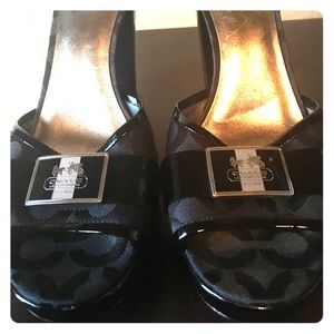 Black coach slip-in mule sandals