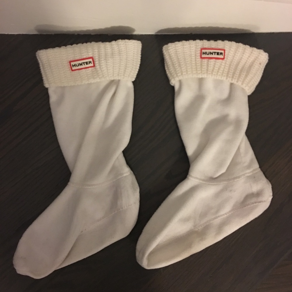 HUNTER cream knit boot socks