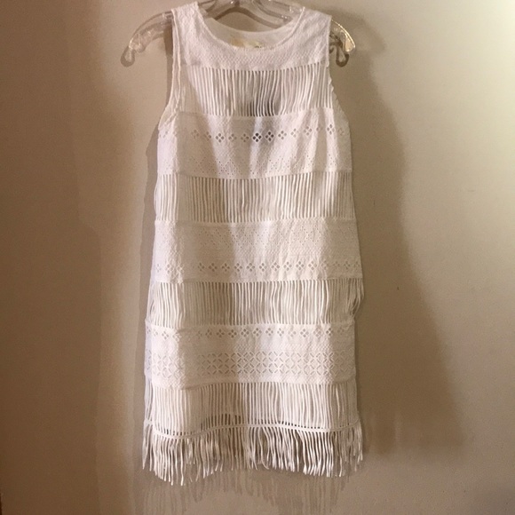 J.O.A. Dresses & Skirts - NWT J.O.A. White Sleeveless Fringe Mini Dress