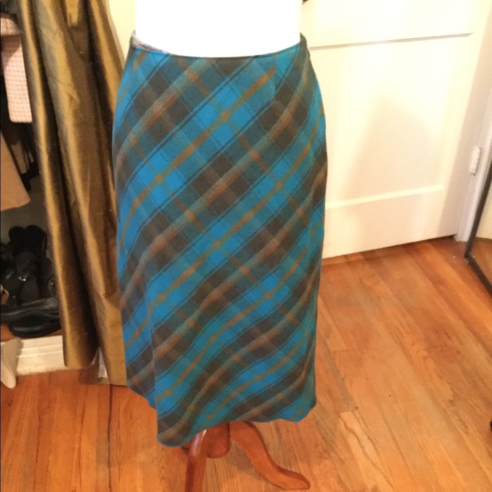 Trina Turk wool lined plaid skirt