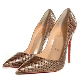 Christian Louboutin Gold So Kate 120 Python Armure
