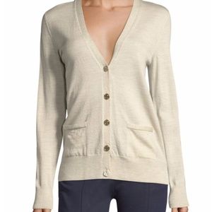 Tory Burch Merino Wool Cardigan Tortoise Buttons