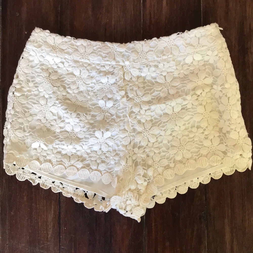 Audrey White Crochet Mini Shorts - Sz S