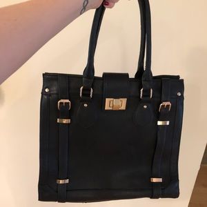 Black leather bag