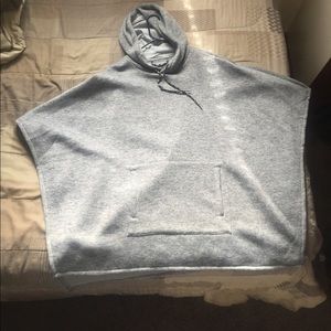Grey hooded poncho