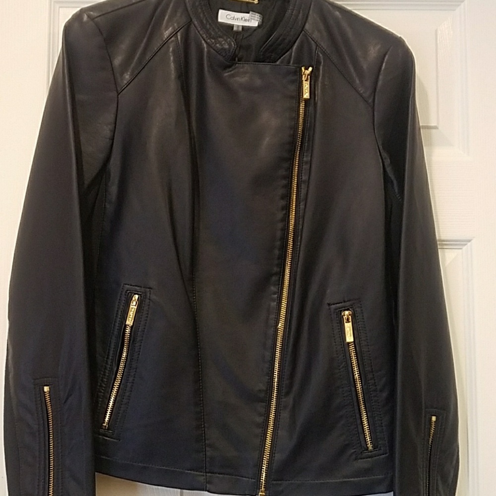 " SOLD" Calvin Klein Faux Leather Moto Jacket - Picture 4 of 8