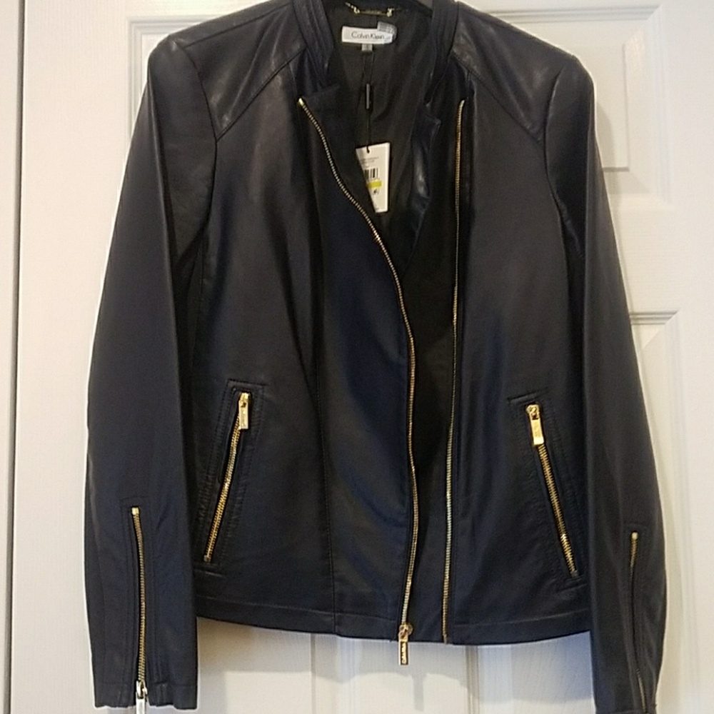 " SOLD" Calvin Klein Faux Leather Moto Jacket - Picture 6 of 8