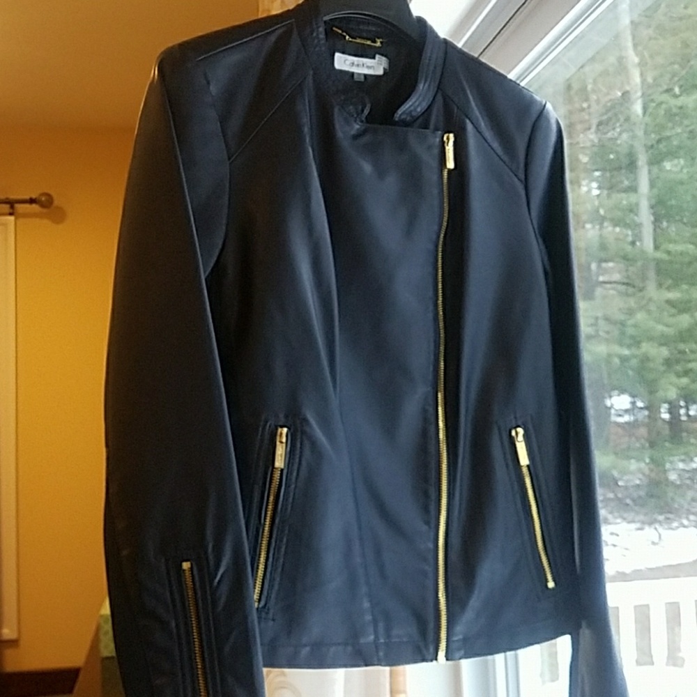 " SOLD" Calvin Klein Faux Leather Moto Jacket - Picture 2 of 8