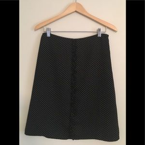 Black A-line polka dot skirt, size 6
