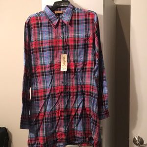 NWT large Wrangler plaid shirt dress with buttons