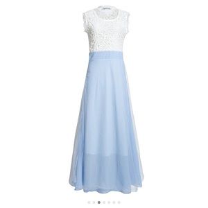 White and light blue dress