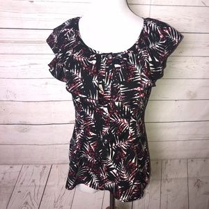 Banana Republic Black Floral Sleeveless Blouse