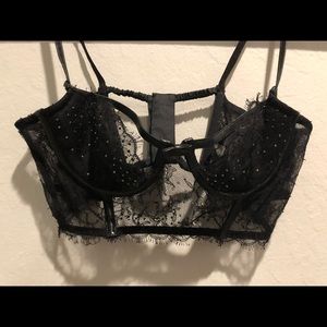 NWOT black lace bustier