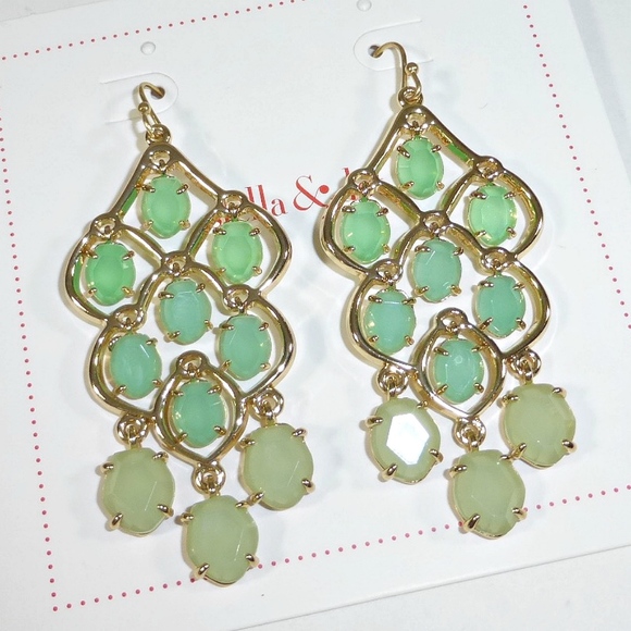 Stella Dot Jewelry Green Hannah Chandelier Earrings Stella Dot Green Hannah Chandelier Earrings