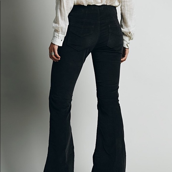 black corduroy flare jeans