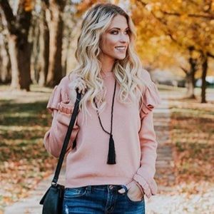 VICIDOLLS Ruffled Sweater- Light pink