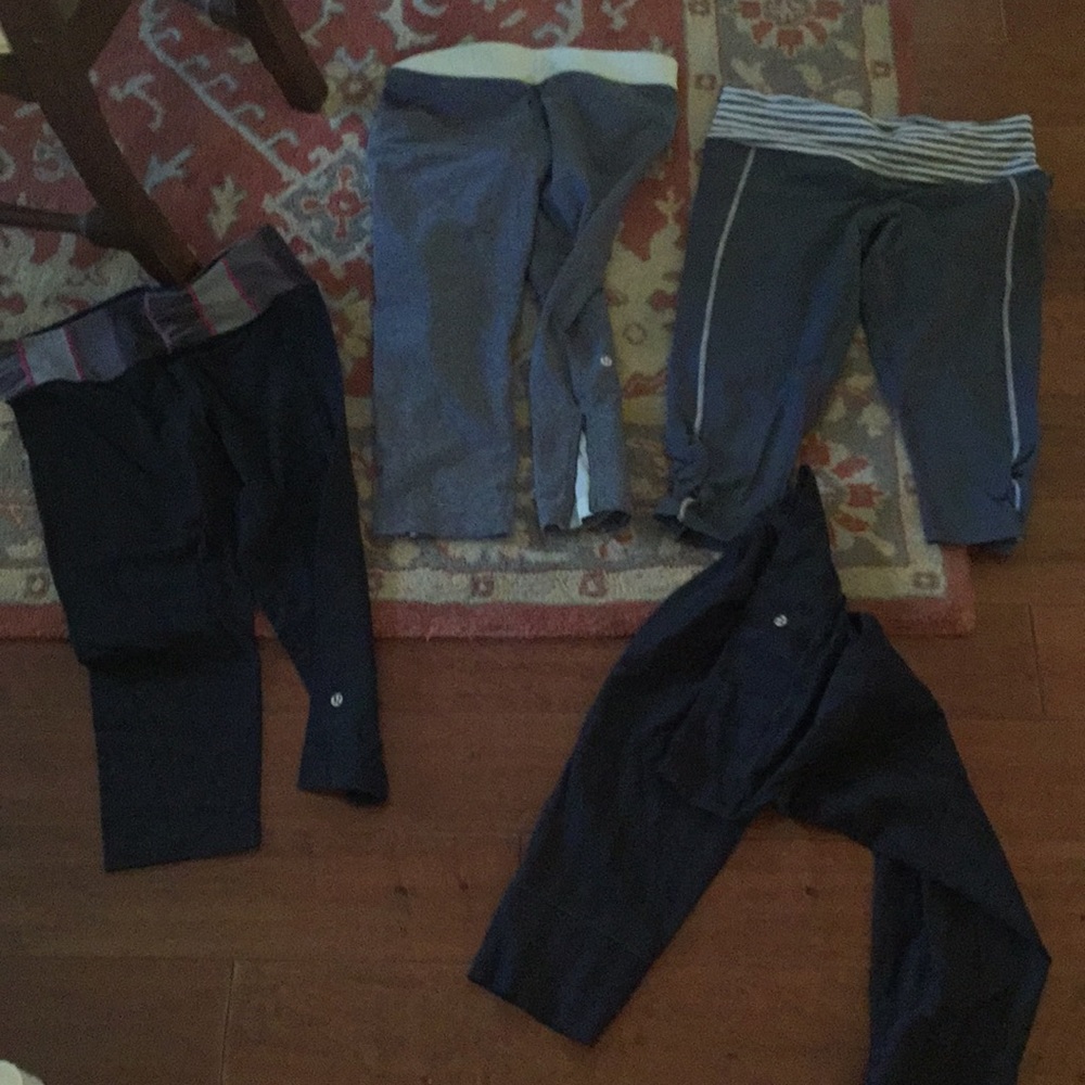 Four pairs of lululemon cropped work out pants