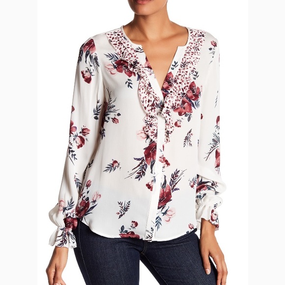 Joie Tops - Joie Silk Front Ruffle Floral Print Blouse SZ XS