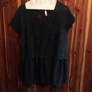 Emerald green peplum shirt