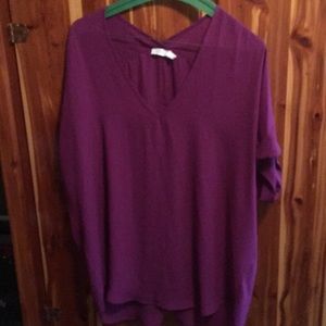 Magenta V-neck blouse