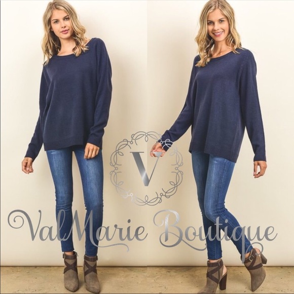 Navy back detail sweater - Picture 3 of 3