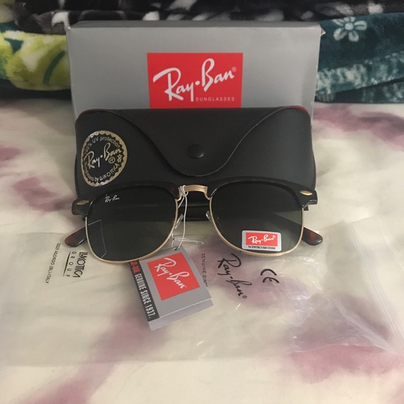 Ray Ban Clubmaster Sunglasses Tortoise/Gold - Picture 1 of 4