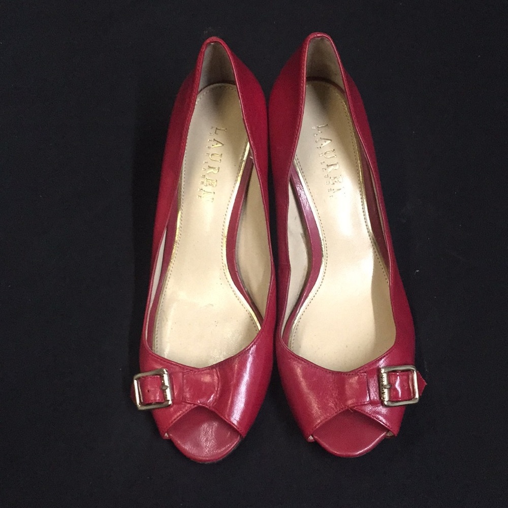 Red Lauren By Ralph Lauren 2in Open Toe Heels.