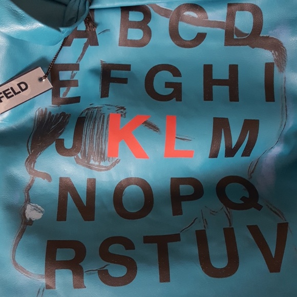 Karl Lagerfeld Teal Alphabet "KL" Tote - Picture 2 of 5