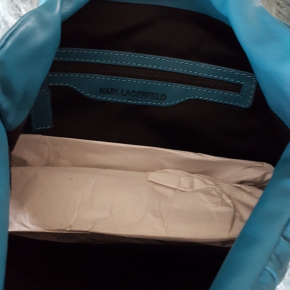 Karl Lagerfeld Teal Alphabet "KL" Tote - Picture 4 of 5