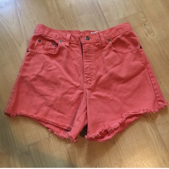 Moda International Pants - ❤️ Vintage High Waist Cut Off Shorts in Salmon