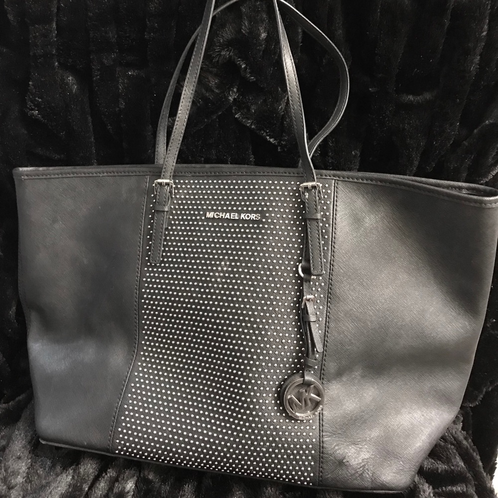 Michael Kor Studded Tote Chrome Hardware.