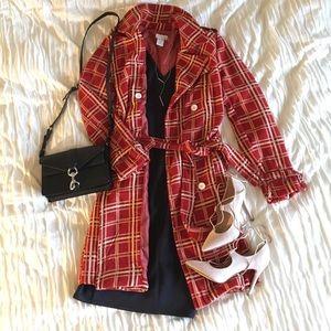 Red plaid double breasted cost