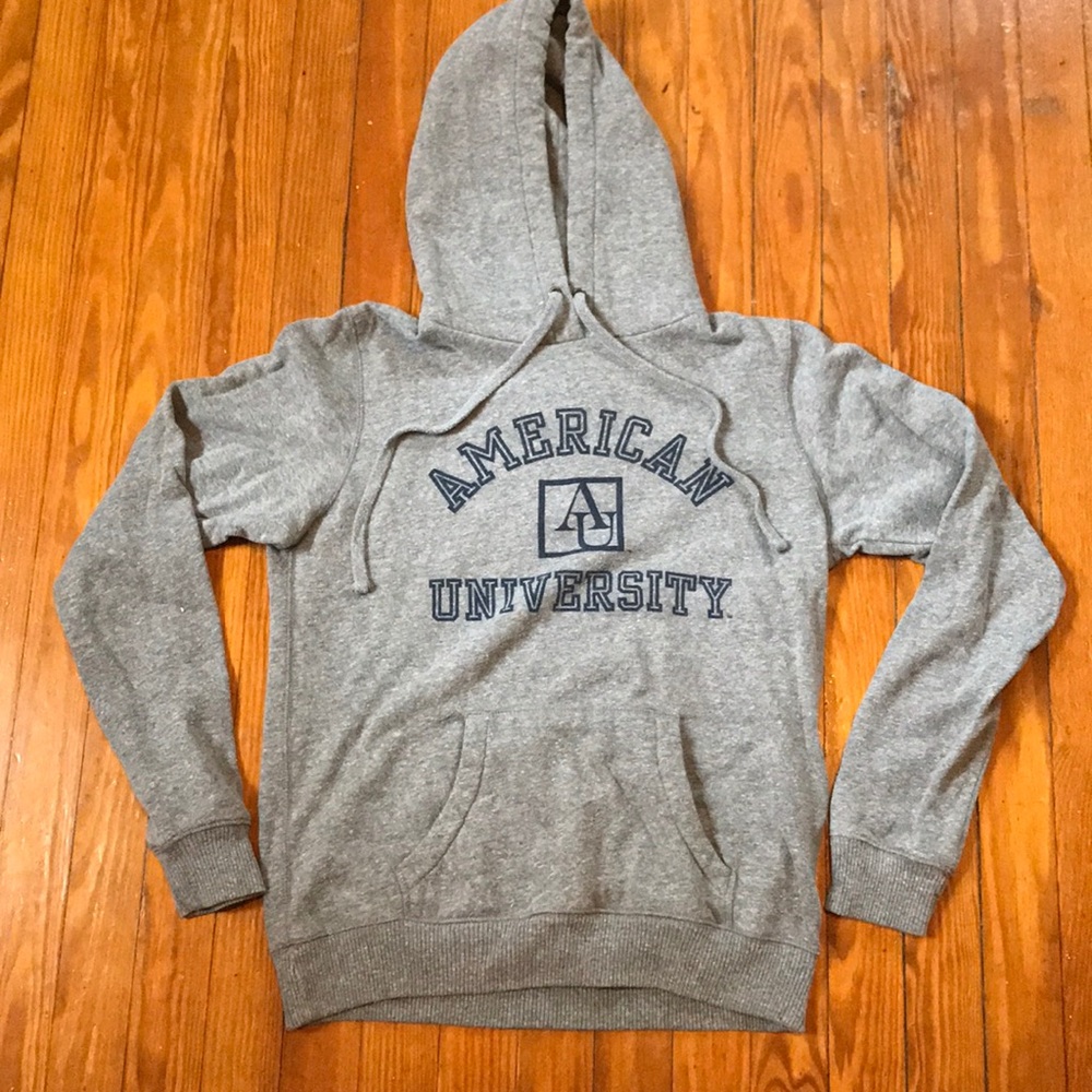 American University Grey Hoodie Sweatshirt Small