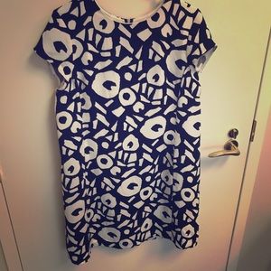 Navy floral print dress (sz 14) LOFT