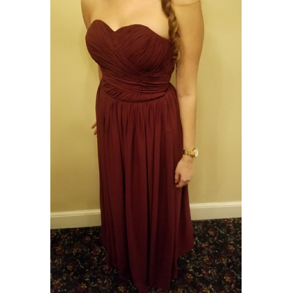Strapless burgundy gown